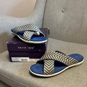 David Tate Sleek Criss Cross slide sandals size 9.5 Wide